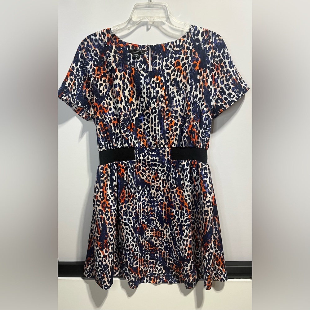 Metaphor Animal Print Dress Purple Orange Cream and Black Women's size 12